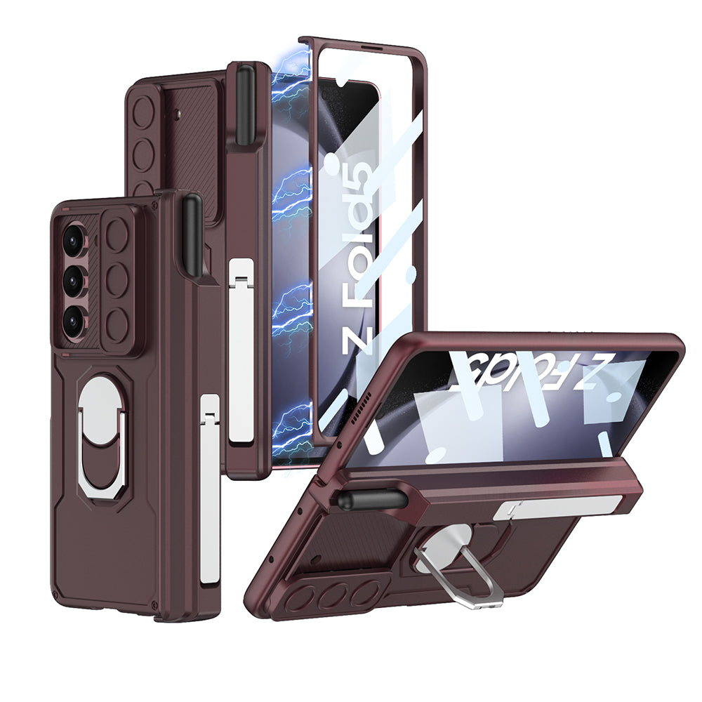 GKK Kickstand PC Phone Case for Samsung Galaxy Z Fold5 5G Camera Slider Magnetic Cover with Glass Film Pen Holder GKK Kickstand PC Phone Case for Samsung Galaxy Z Fold5 5G Camera Slider Magnetic Cover with Glass Film Pen Holder